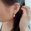 Women's Freshwater Pearl Drop Shape Earrings Silver Needle Metal Style