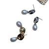 Women's Freshwater Pearl Drop Shape Earrings Silver Needle Metal Style