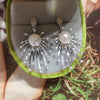 Women's Freshwater Pearl Earrings K Gold Craft S925 Silver Needle Alloy Inlaid Gemstones Round Shape
