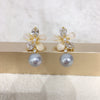 Women's Freshwater Pearl Earrings S925 Sterling Silver Oblate Natural Pearl Ear Pin