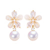 Women's Freshwater Pearl Earrings S925 Sterling Silver Oblate Natural Pearl Ear Pin