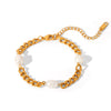 Women's Freshwater Pearl Geometric Stainless Steel 18K Goldplated Bracelet