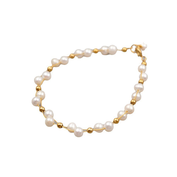Women's Freshwater Pearl Handwoven Geometric Style Handmade Bracelet