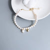 Women's Freshwater Pearl Heart Pattern Weaving Bracelet