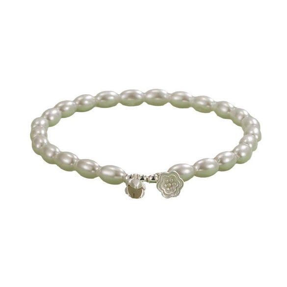 Women's Freshwater Pearl Lotus Beaded Bracelet With Thread Rope And Electroplating