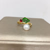 Women's Freshwater Pearl Ring Copper 18K Goldfilled Open Round Jewelry