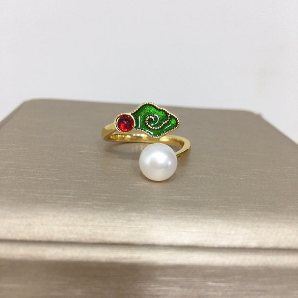 Women's Freshwater Pearl Ring Copper 18K Goldfilled Open Round Jewelry