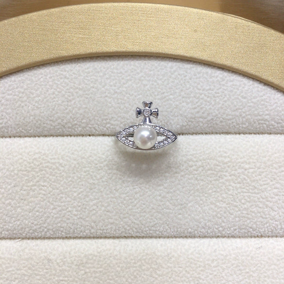 Women's Freshwater Pearl Ring Copper Round Pearl Opening Jewelry