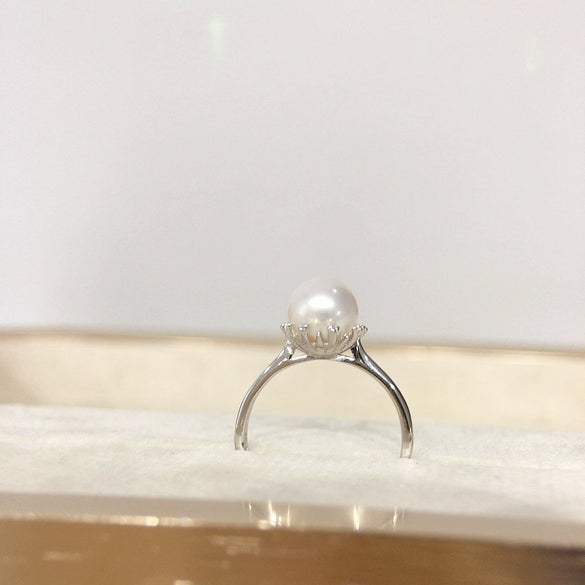 Women's Freshwater Pearl Ring S925 Sterling Silver Round Light Luxury