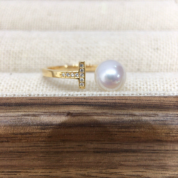 Women's Freshwater Pearl Ring S925 Sterling Silver Round Light Luxury