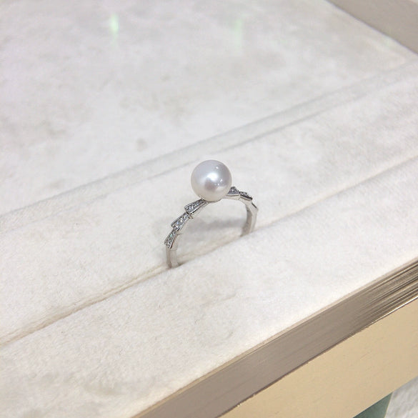 Women's Freshwater Pearl Ring S925 Sterling Silver Round Light Luxury