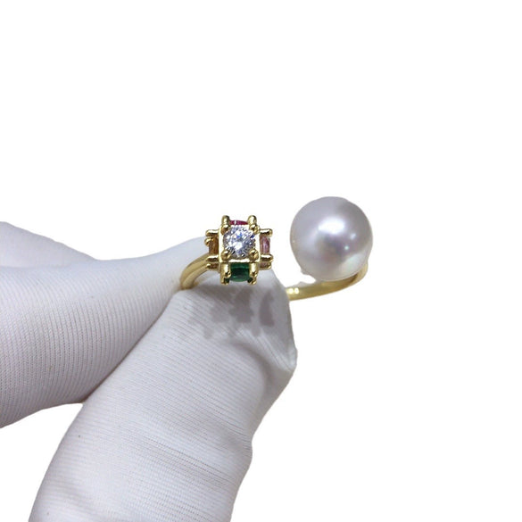 Women's Freshwater Pearl Ring S925 Sterling Silver Round Light Luxury