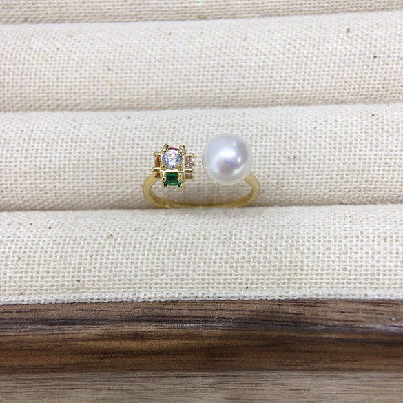 Women's Freshwater Pearl Ring S925 Sterling Silver Round Light Luxury
