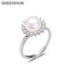 Women's Freshwater Pearl Ring 925 Silver Copper Plated With Real Gold Color And Round Shape Sunny Zircon Jewelry