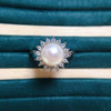 Women's Freshwater Pearl Ring 925 Silver Copper Plated With Real Gold Color And Round Shape Sunny Zircon Jewelry