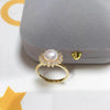 Women's Freshwater Pearl Ring 925 Silver Copper Plated With Real Gold Color And Round Shape Sunny Zircon Jewelry