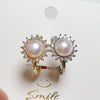 Women's Freshwater Pearl Ring 925 Silver Copper Plated With Real Gold Color And Round Shape Sunny Zircon Jewelry