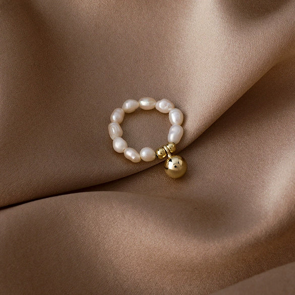 Women's Freshwater Pearl Ring With Heart Pattern And Electroplating Design