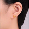 Women's Freshwater Pearl S925 Silver Earrings With Leaf Pattern And Oblate Shape Natural Luxury Style