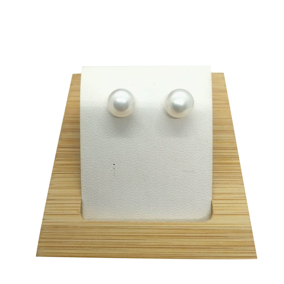 Women's Freshwater Pearl S925 Silver Earrings With Leaf Pattern And Oblate Shape Natural Luxury Style