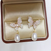 Women's Freshwater Pearl S925 Sterling Silver Earrings With Butterfly Design And Drop Shape