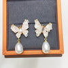 Women's Freshwater Pearl S925 Sterling Silver Earrings With Butterfly Design And Drop Shape