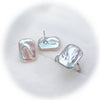 Women's Freshwater Pearl Square Baroque Sterling Silver Earrings Ring Jewelry Accessories