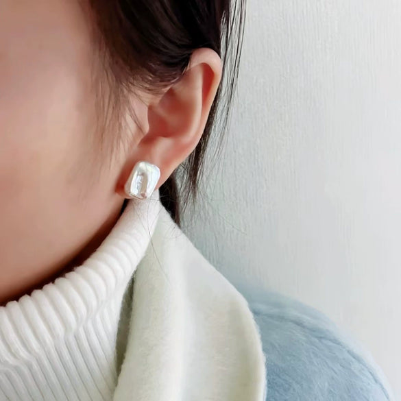 Women's Freshwater Pearl Square Baroque Sterling Silver Earrings Ring Jewelry Accessories