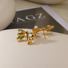 Women's Freshwater Pearl Stainless Steel Earrings With Heart Shape Bow Tie And Wave Pattern Electroplating Style