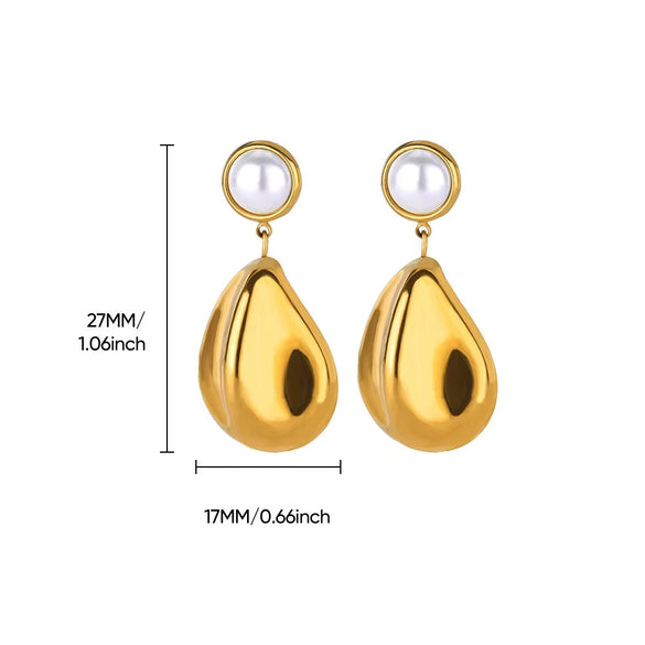 Women's Freshwater Pearl Stainless Steel Earrings With Heart Shape Bow Tie And Wave Pattern Electroplating Style