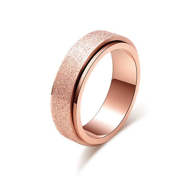 Women's Frosted Pearl Sand Geometric Rotatable Titanium Steel Decompression Ring With Electroplated Finish Fashion Jewelry