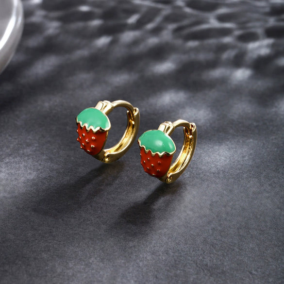 Women's Fruit Shape Copperzinc Alloy Electroplated Strawberry Earrings