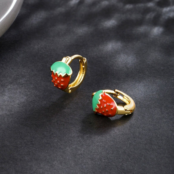 Women's Fruit Shape Copperzinc Alloy Electroplated Strawberry Earrings