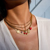 Women's Fruit Shape Stainless Steel Rhinestone Inlaid With Gold Clavicle Chain Necklace Jewelry