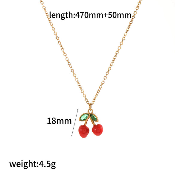 Women's Fruit Stainless Steel Jewelry Set With Electroplated Pendant Necklace And Earrings