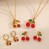 Women's Fruit Stainless Steel Jewelry Set With Electroplated Pendant Necklace And Earrings