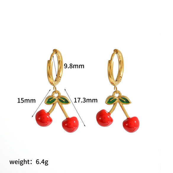 Women's Fruit Stainless Steel Jewelry Set With Electroplated Pendant Necklace And Earrings