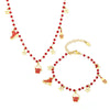 Women's Garnet Beaded Geometric Stainless Steel Necklace And Earrings Set With Electroplated Light Luxury Design