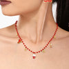 Women's Garnet Beaded Geometric Stainless Steel Necklace And Earrings Set With Electroplated Light Luxury Design