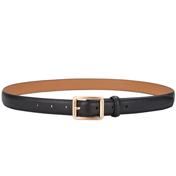 Women's Genuine Cowhide Leather Slim Fashion Belt With Alloy Buckle Electroplated Decorative All Match Belt For Jeans