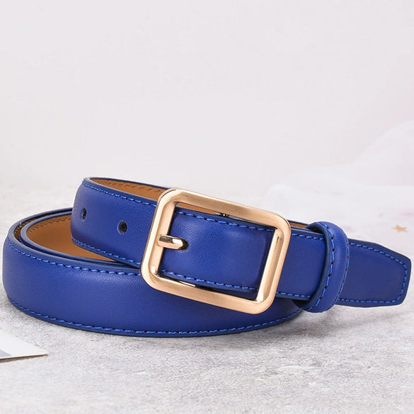 Women's Genuine Cowhide Leather Slim Fashion Belt With Alloy Buckle Electroplated Decorative All Match Belt For Jeans
