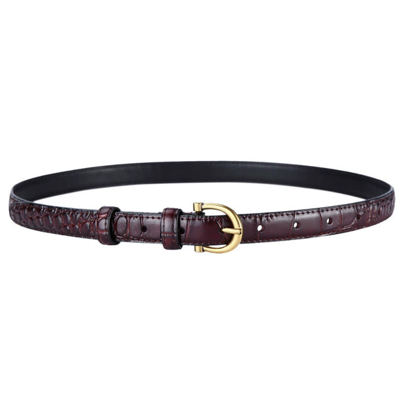 Women's Genuine Leather Belt With Crocodile Embellishments For Jeans And Westernfitted Dresses