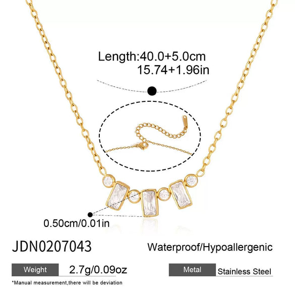 Women's Geometric Acrylic Pearl Necklace With Stainless Steel Chain And Pvd Gold Plated Pendant Lobster Clasp