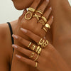 Women's Geometric Adjustable Open Ring Set Zinc Alloy Fashion Rings With Polished Plated Finish