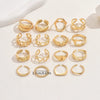 Women's Geometric Adjustable Open Ring Set Zinc Alloy Fashion Rings With Polished Plated Finish