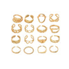 Women's Geometric Adjustable Open Ring Set Zinc Alloy Fashion Rings With Polished Plated Finish