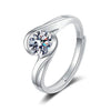 Women's Geometric Adjustable Sterling Silver Ring With Zircon Inlay Electroplated Wedding Band