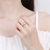 Women's Geometric Adjustable Sterling Silver Ring With Zircon Inlay Electroplated Wedding Band