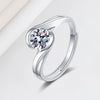 Women's Geometric Adjustable Sterling Silver Ring With Zircon Inlay Electroplated Wedding Band