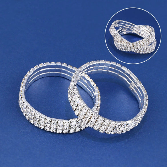 Women's Geometric Alloy Bracelet With Rhinestone Inlay Diamond Cut Style Crystal Fashion Jewelry